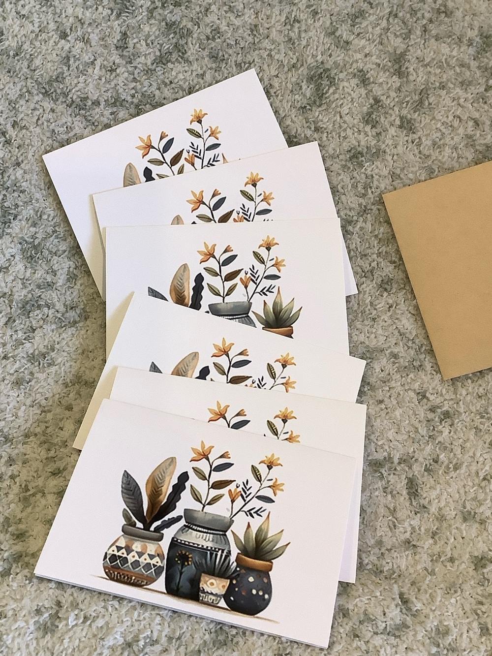 Tropical Botanical Potted Plants Note Cards Set of 6 same design, NWT HC 6x4.5” - Picture 4 of 12